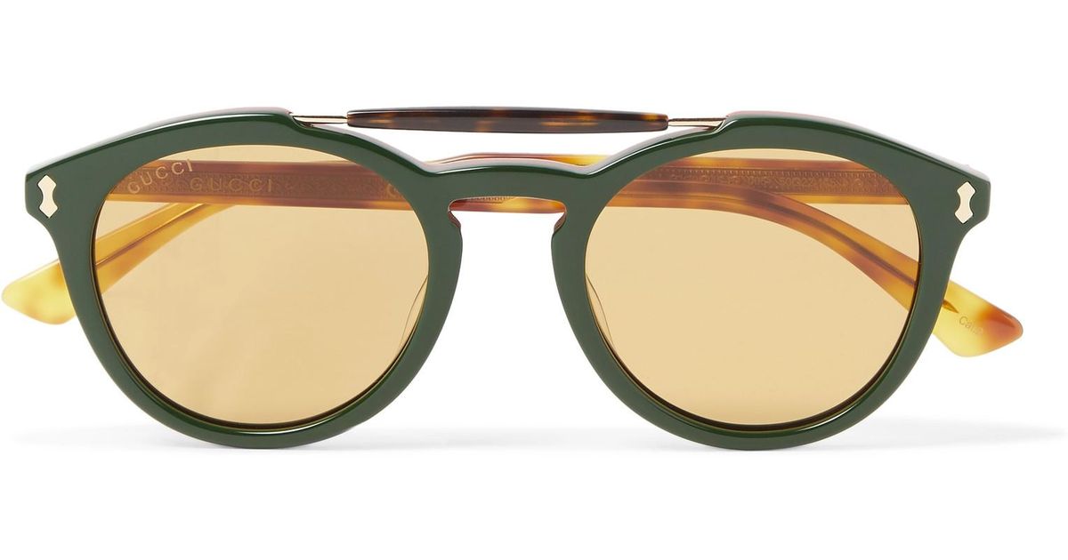 Gucci Round-frame Acetate Sunglasses In Green For Men Lyst