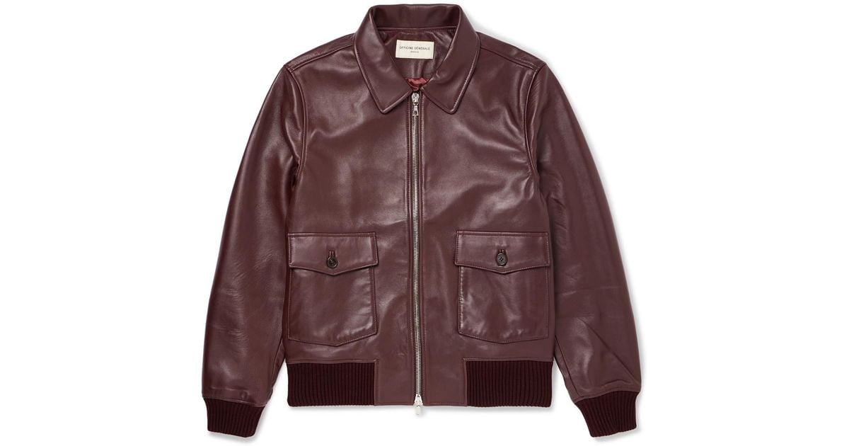 Officine Generale Gianni Leather Jacket in Brown for Men | Lyst