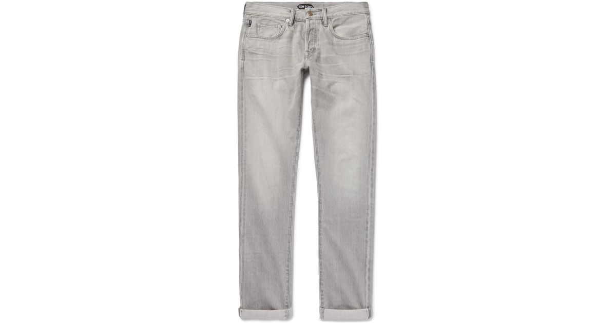 Tom Ford Slim-fit Selvedge Denim Jeans in Gray for Men | Lyst
