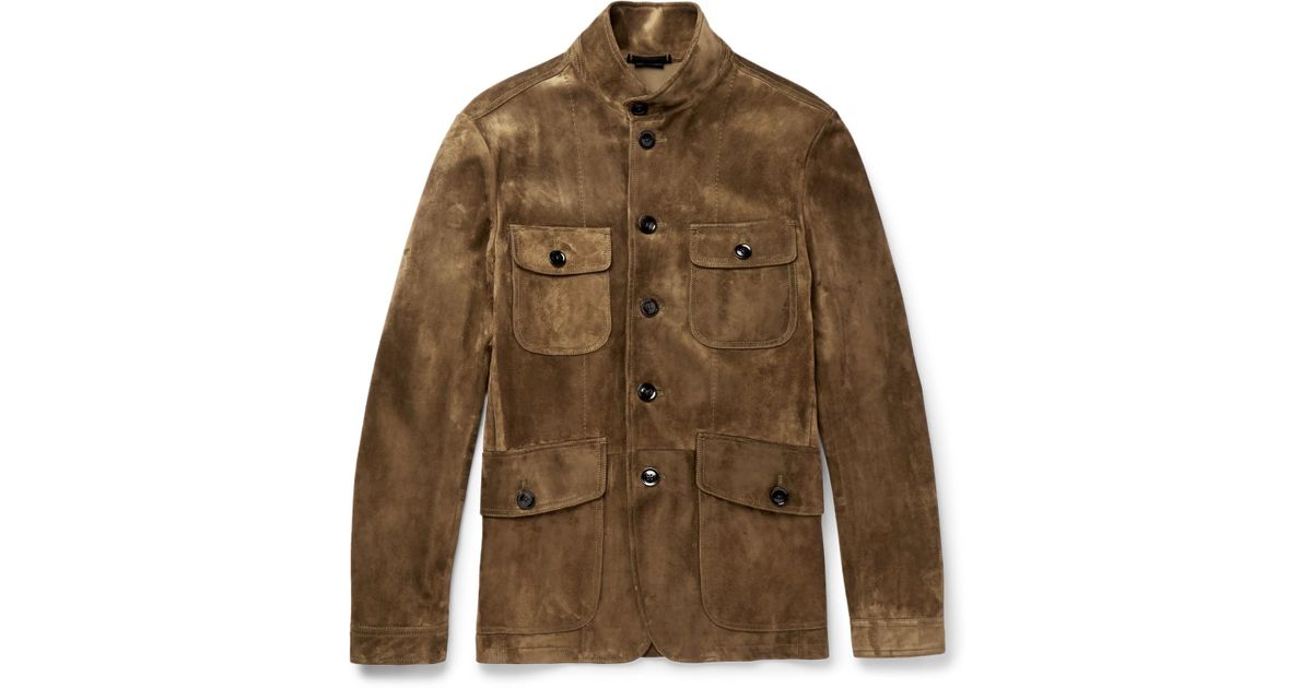 Tom Ford Icon Military Slim-fit Suede Field Jacket in Brown for Men | Lyst
