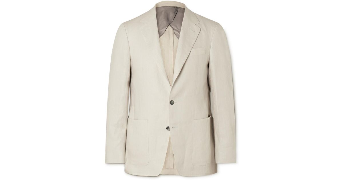 Canali Linen Suit Jacket in Natural for Men | Lyst