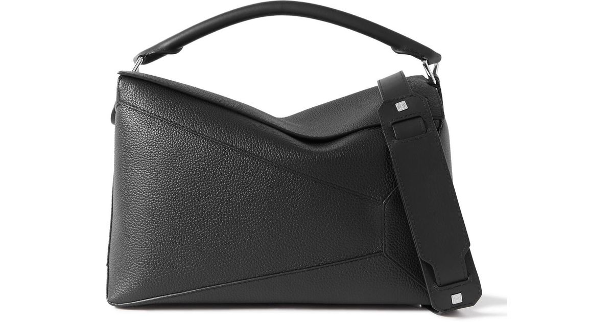 Loewe Puzzle Edge Large Full grain Leather Messenger Bag in Black