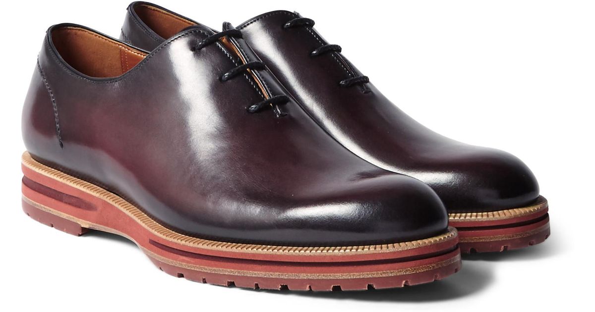 Berluti Alessio Leather Oxford Shoes in Burgundy (Brown) for Men - Lyst