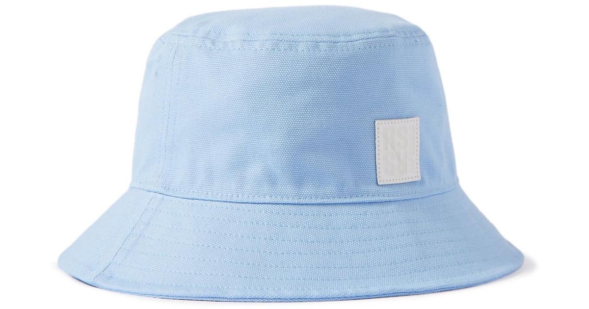 Raf Simons Logo-appliquéd Cotton-canvas Bucket Hat in Blue | Lyst