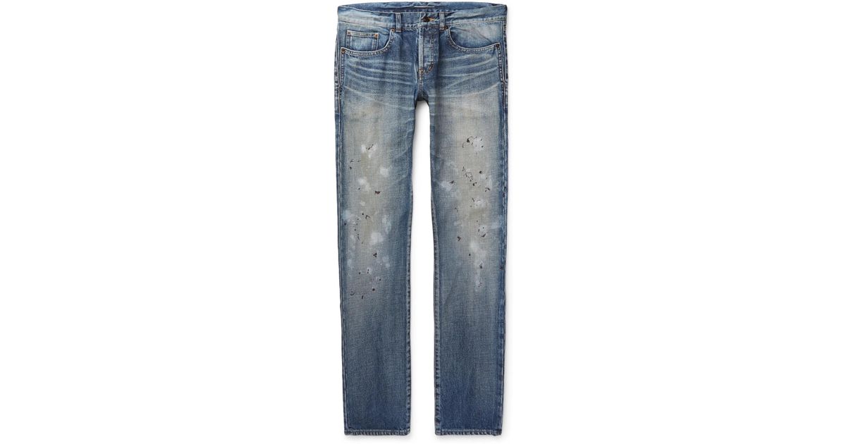 saint laurent paint splatter jeans