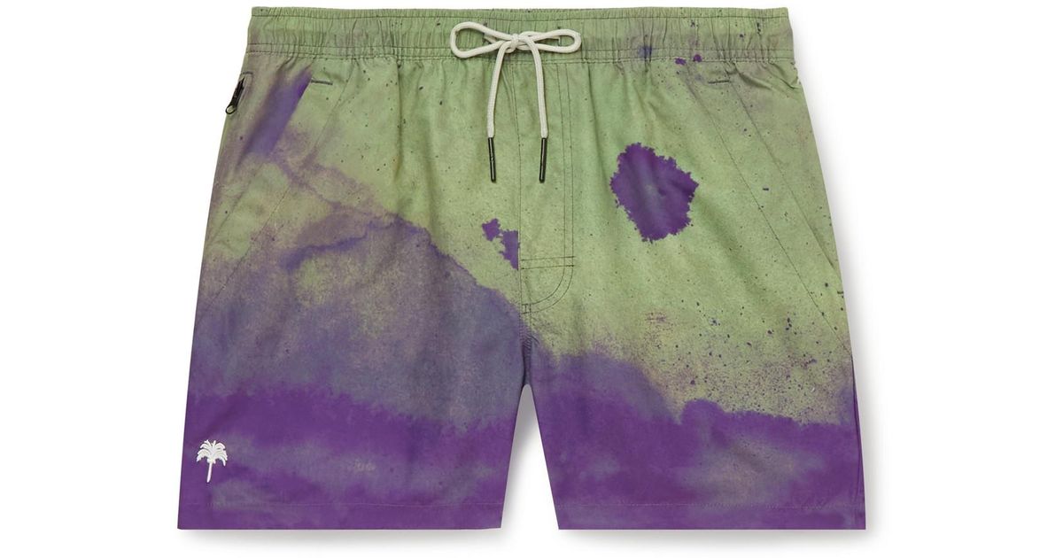 Oas Straight-leg Short-length Tie-dyed Swim Shorts in Green for Men | Lyst