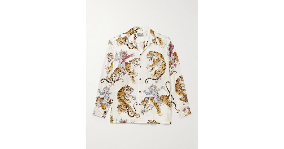 Wacko Maria Tim Lehi Convertible-collar Printed Voile Shirt in