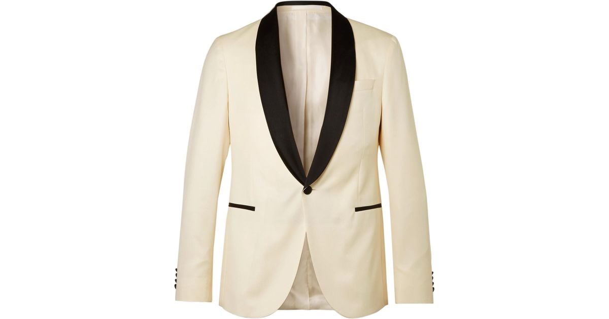 BOSS by HUGO BOSS White Nemir Slim-fit Wool And Silk-blend Tuxedo Jacket  for Men | Lyst