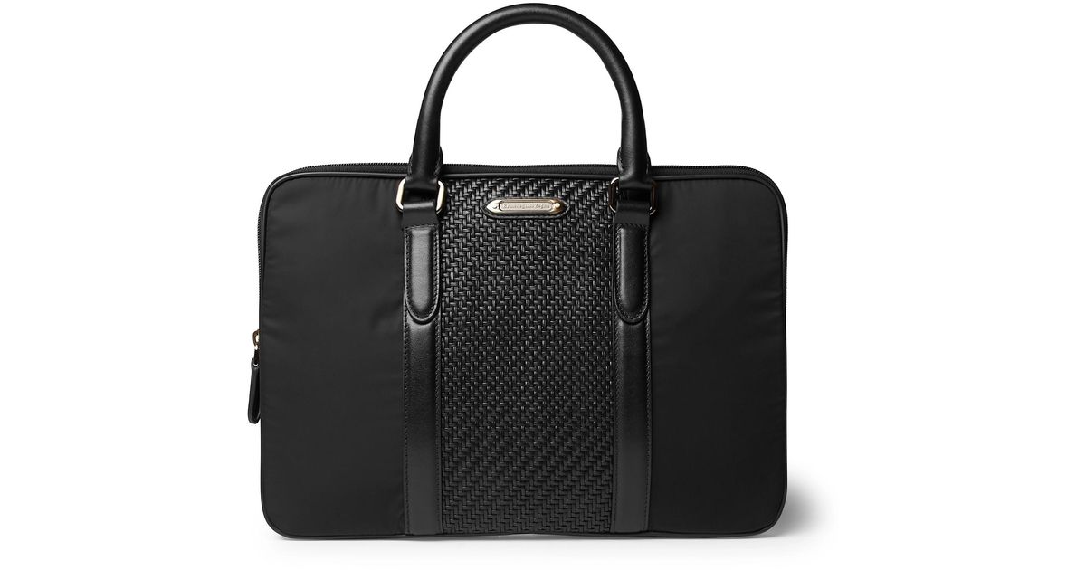 Ermenegildo Zegna Black Leather Business Briefcase for Men Mens Bags Briefcases and laptop bags 