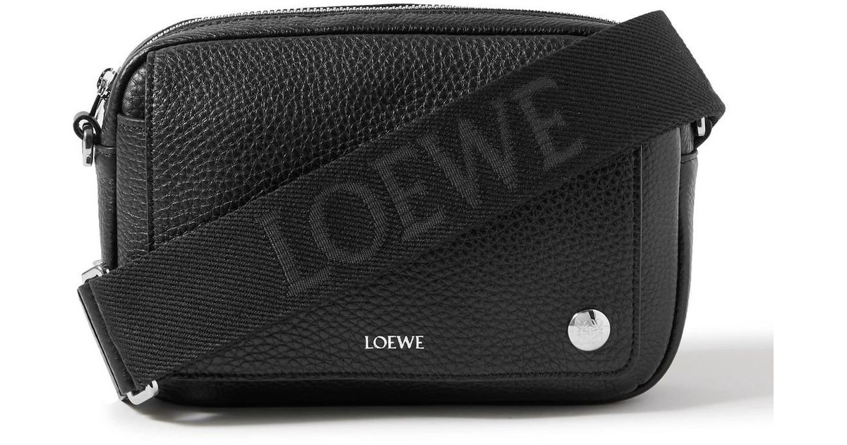 Loewe Logo Pebbled Leather Flap Messenger Bag White main image 1