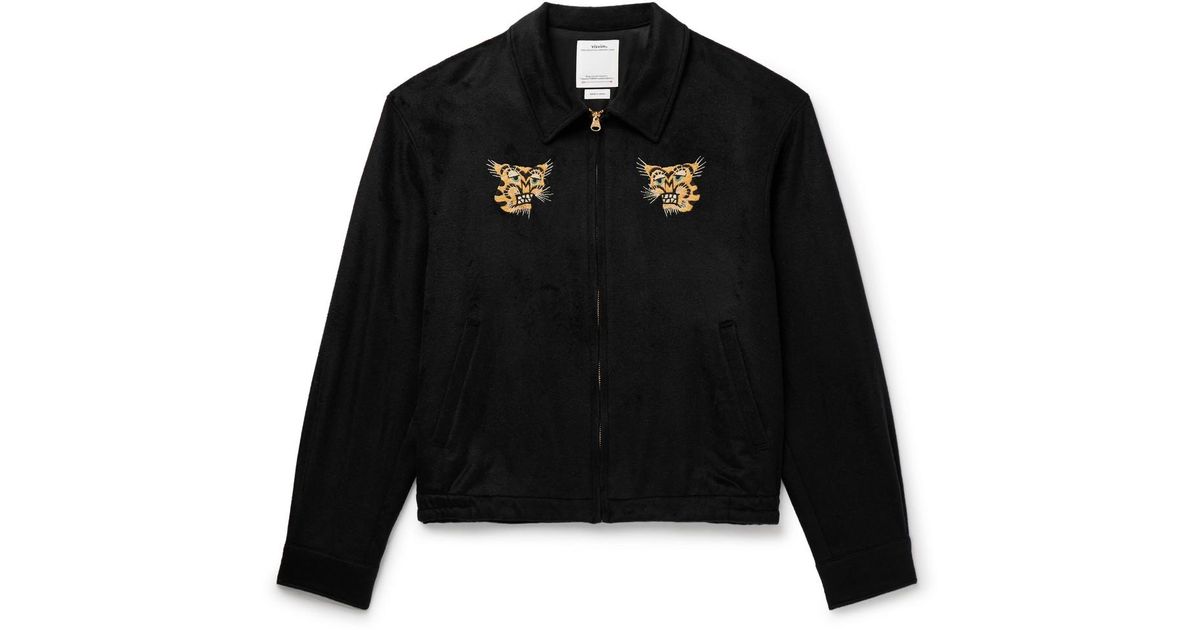 Visvim Norad Embroidered Brushed-Silk Blouson Jacket in Black for 