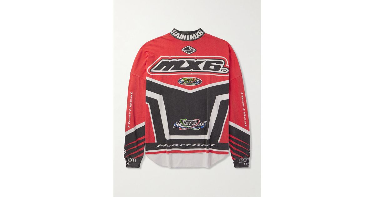 SAINT Mxxxxxx Mx6 Motocross Race Logo-Print Cotton-Jersey T-Shirt 