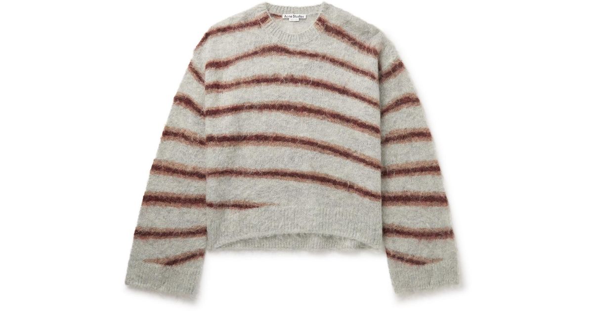 ニット/セーター acne  Kalbah striped knitted jumper Acne Studios // Grey & Cream Wool Knit Striped Sweater – VSP
