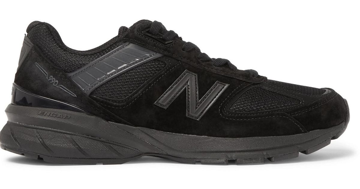 New Balance M990v5 Rubbertrimmed Suede And Mesh Sneakers in Black for