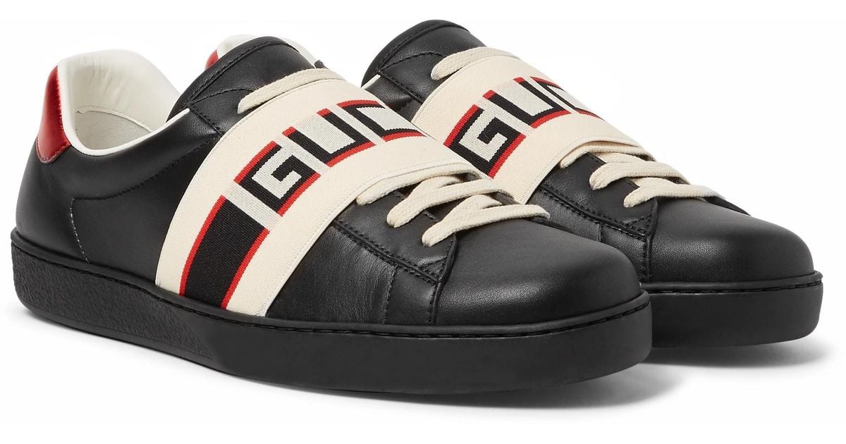 Gucci Leather Ace' Sports Shoes With Logo in Black for Men - Save 37%