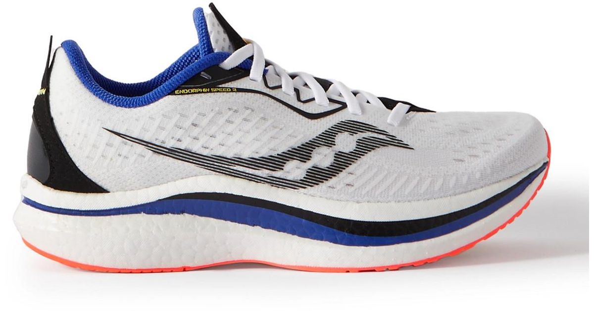 Saucony Endorphin Speed 2 Rubber-trimmed Mesh Running Sneakers in White ...