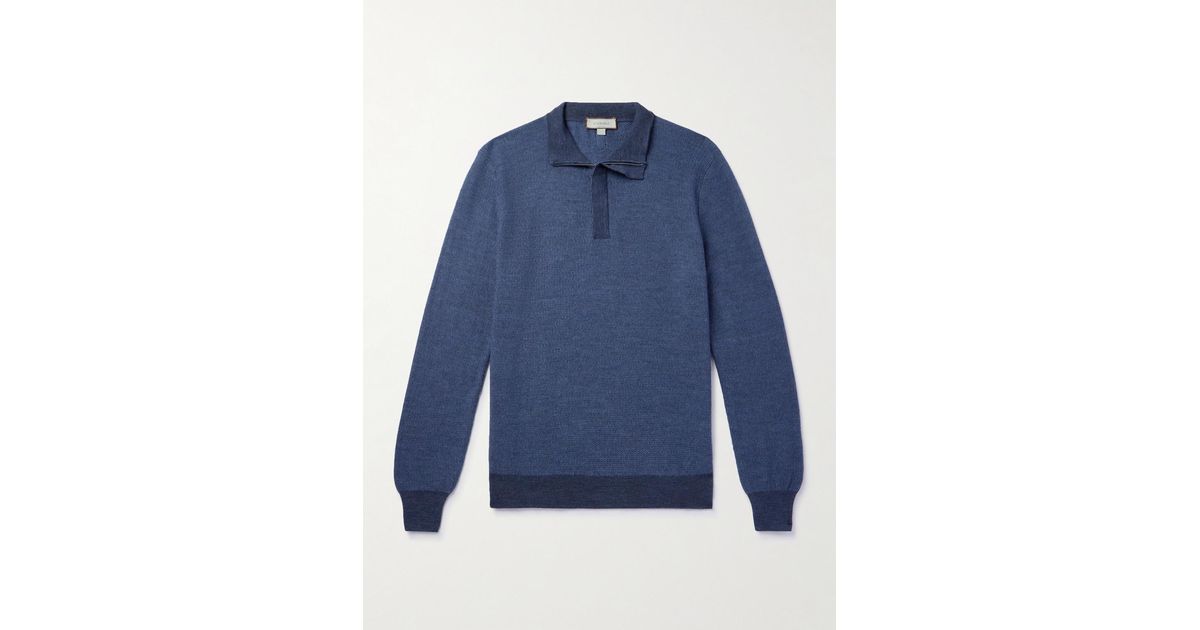 Krudt George Bernard af Canali Wool-piqué Half-zip Sweater in Blue for Men | Lyst Australia