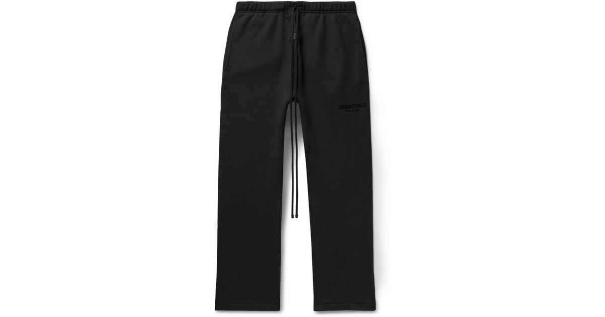 Fear Of God Straight-leg Logo-flocked Cotton-blend Jersey Sweatpants in  Black for Men