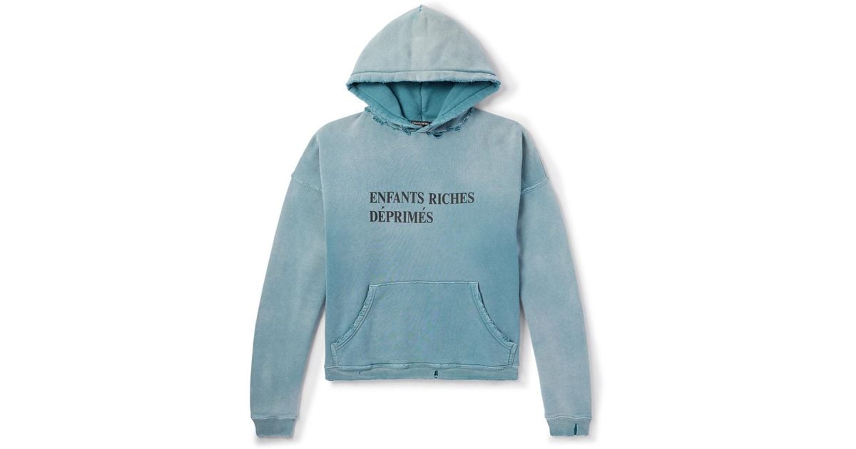 Enfants Riches Deprimes Logo-Print Distressed Cotton-Jersey Hoodie 