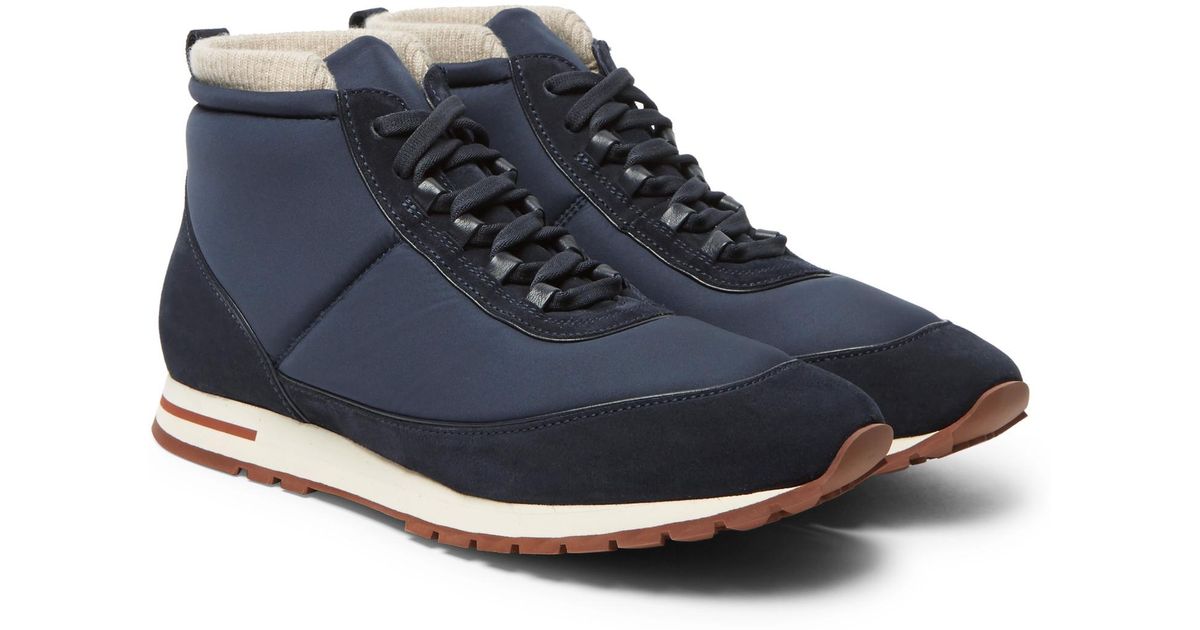Loro Piana Voyager Weekend Walk Cashmere-lined Suede And Neoprene High-top  Sneakers in Navy (Blue) for Men - Lyst