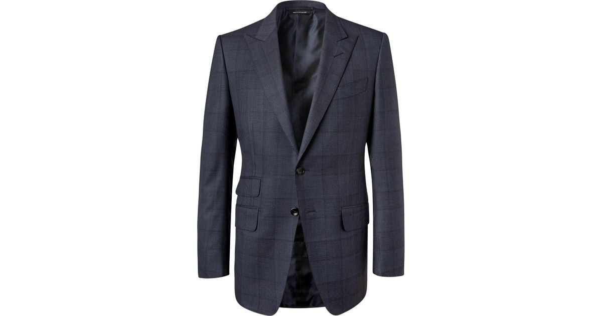 Tom Ford Navy O'connor Slim-fit Prince Of Wales Checked Wool Suit ...