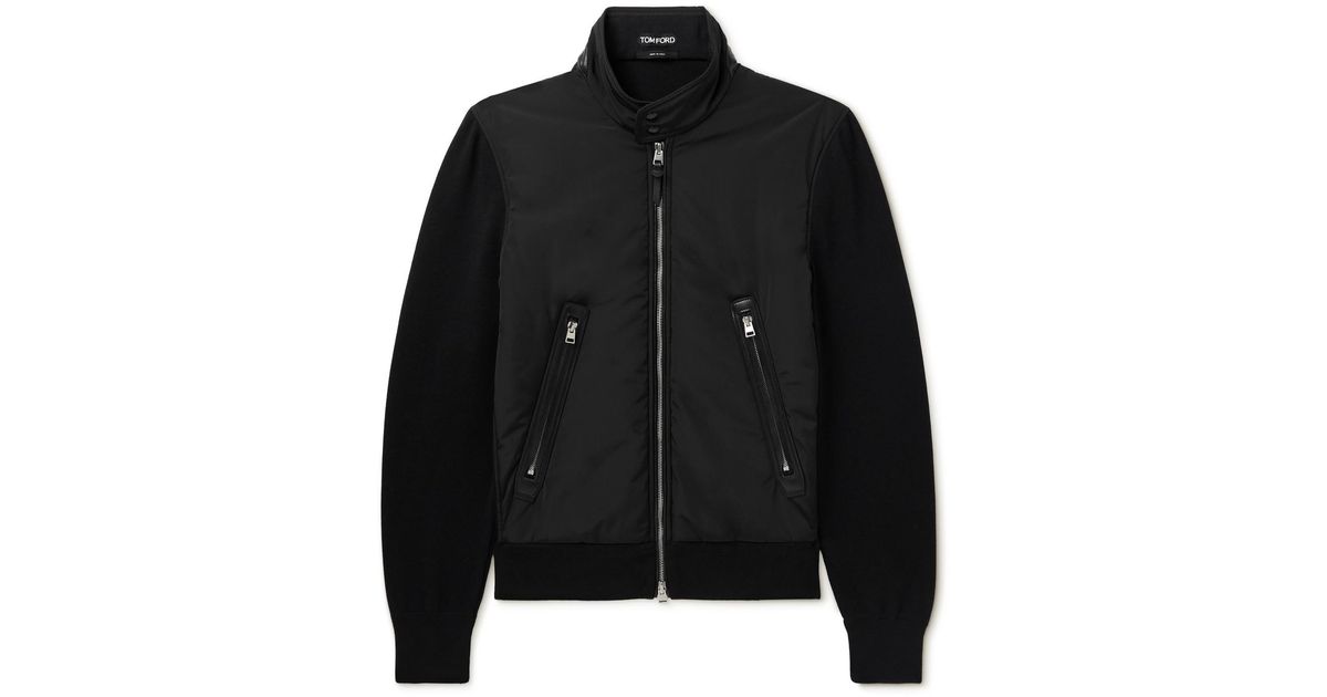 Tom Ford Leather-trimmed Nylon And Merino Wool Harrington Jacket in ...