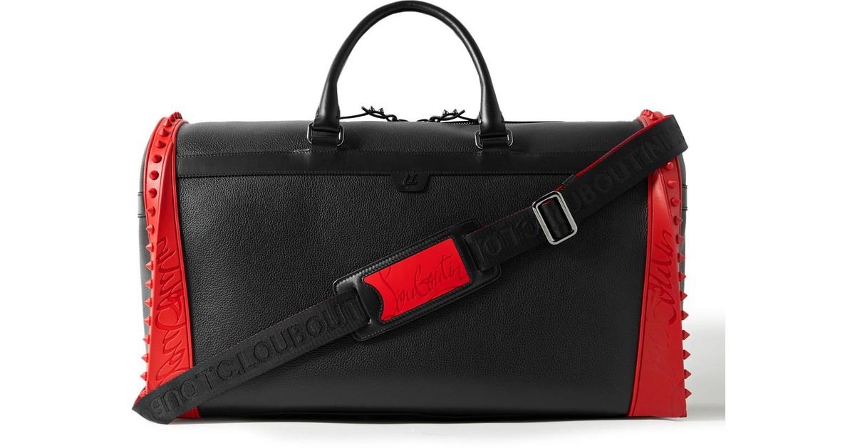 Christian Louboutin Sneakender Studded Rubber-trimmed Full-grain Leather Weekend Bag in Black for Men | Lyst