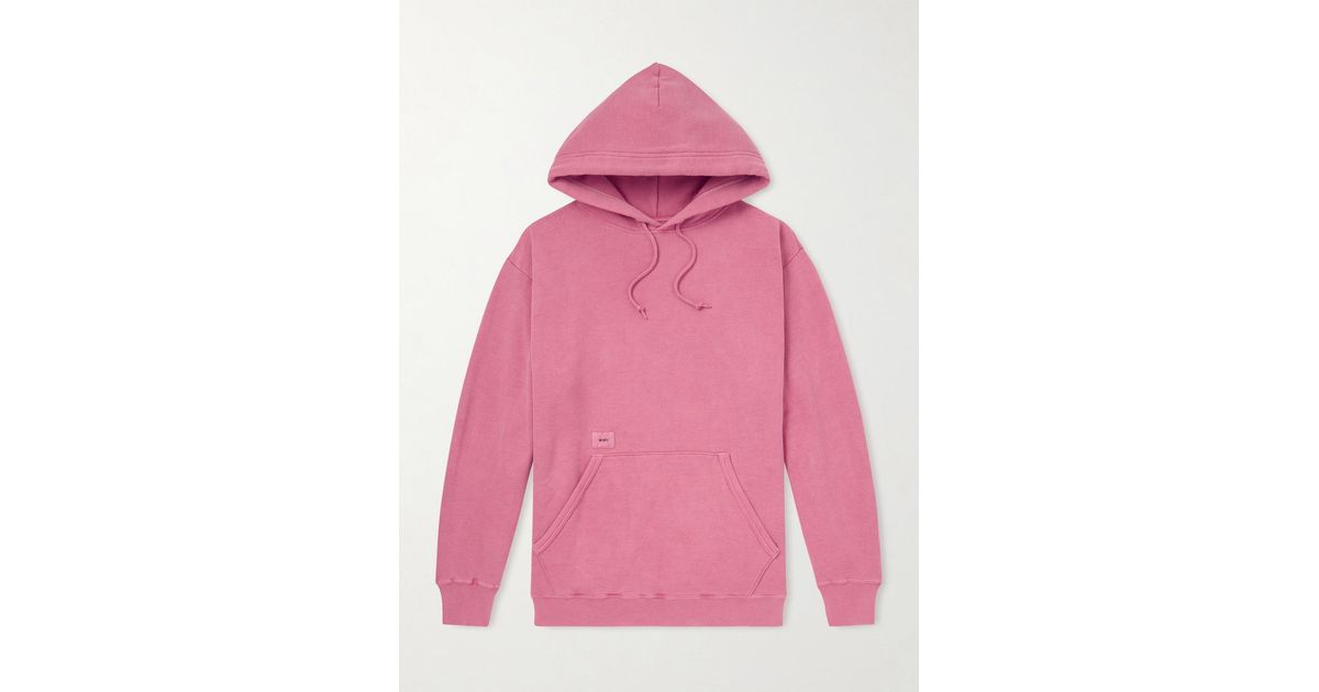 WTAPS Logo-appliqued Cotton-blend Jersey Hoodie in Pink for Men