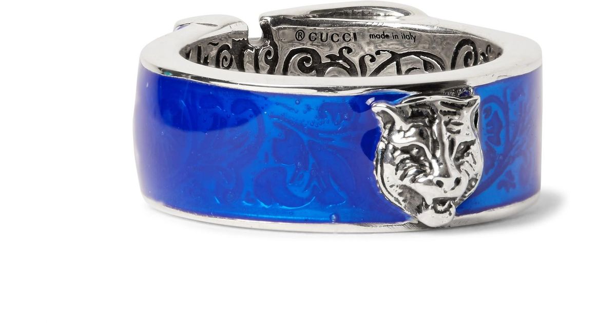 Gucci Enamelled Sterling Silver Ring in 