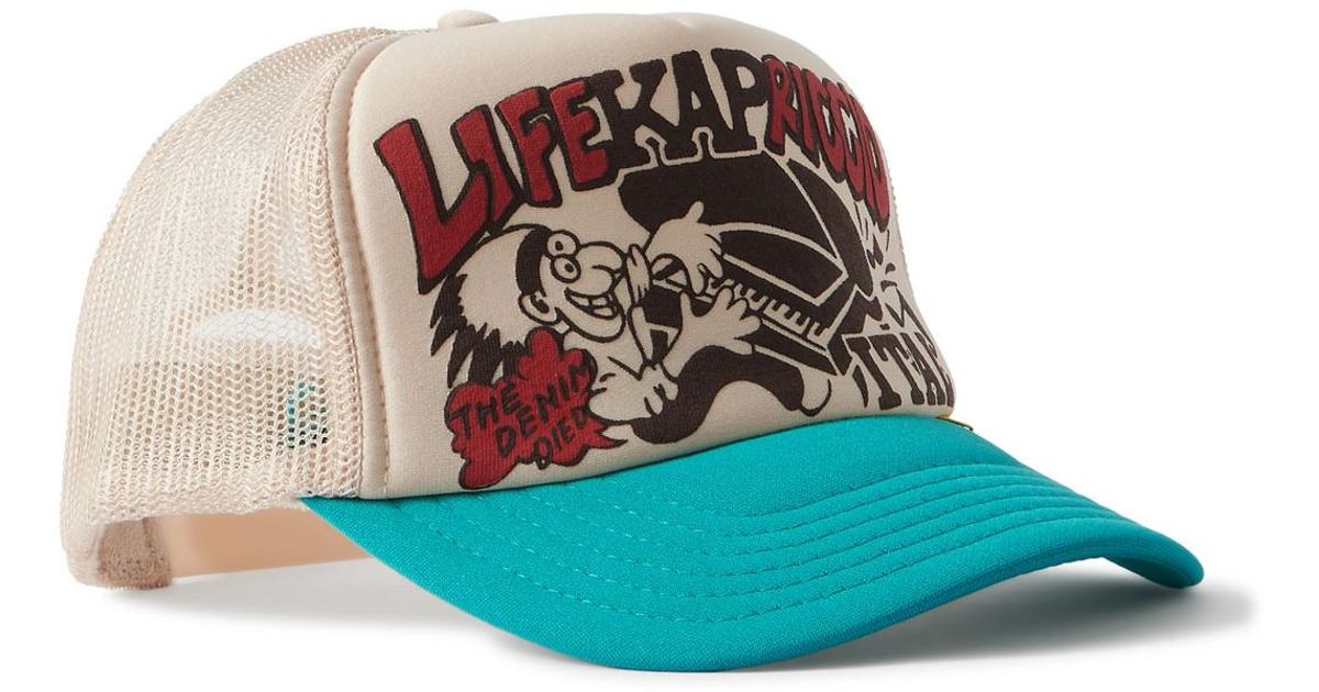 最終値下 KAPITAL LIFE KAPRICCIO トラッカーキャップ KAPITAL Life Kapriccio Mesh-Trimmed Printed Scuba Trucker Cap for