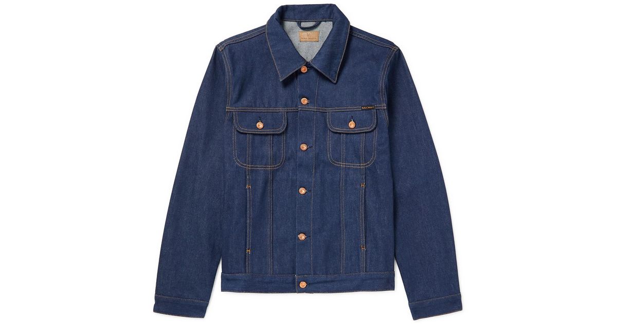 Nudie Jeans Robbie Dry 70s Denim Jacket in Blue for Men | Lyst