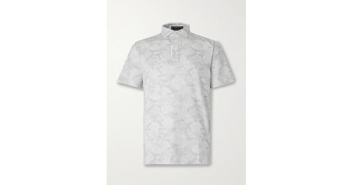 G/FORE Icon Camouflage-Print Tech-Jersey Golf Polo Shirt in White for ...