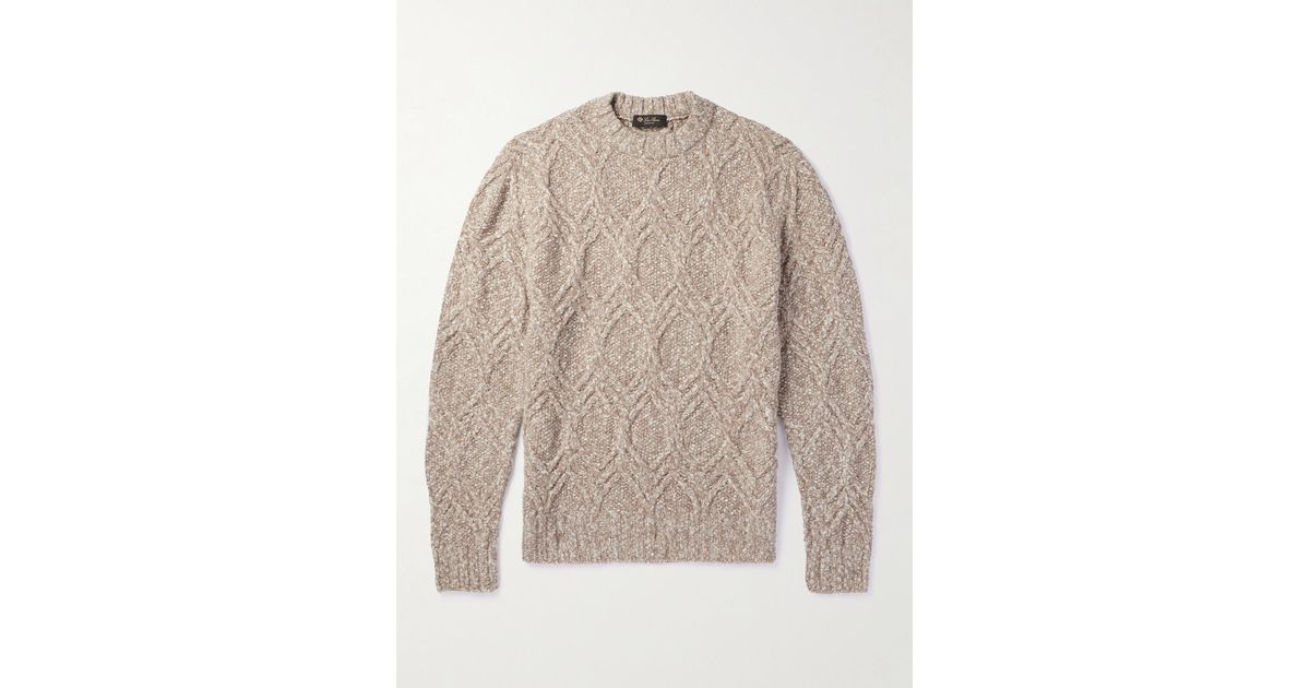 Loro Piana Cashmere and Silk-Blend Knitted Sweater in Light Grey