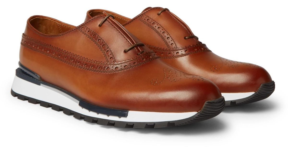 Berluti Fast Track Leather Brogue Sneakers in Brown for Men | Lyst