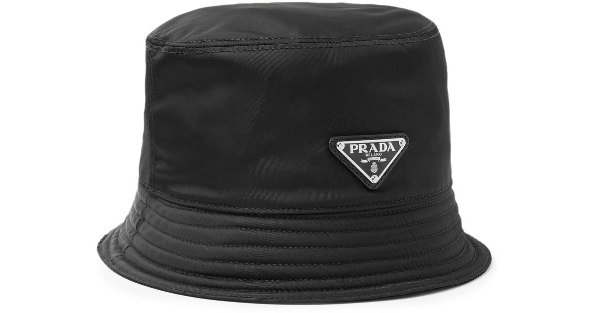 prada logo nylon bucket hat