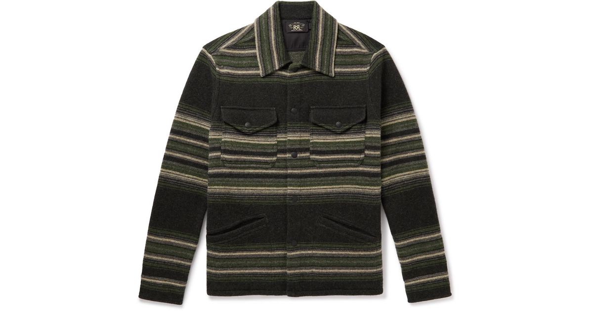RRL Striped Wool And Cashmere-blend Jacquard Shirt Jacket in