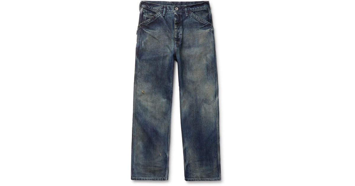 Neighborhood Wide-leg Distressed Denim Jeans in Blue for Men - Lyst