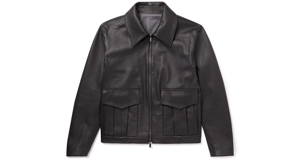 STÒFFA Throwing Fits Leather Flight Jacket in Black for Men | Lyst