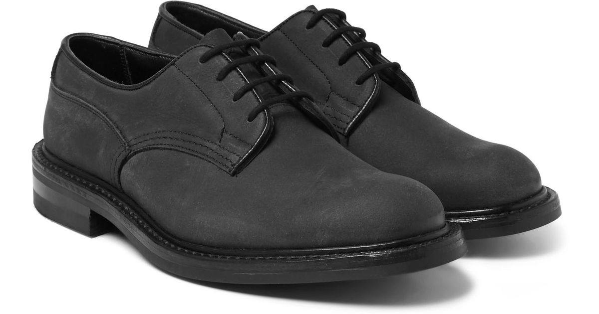 Tricker's Leather Woodstock Waterresistant Nubuck Derby Shoes in Black