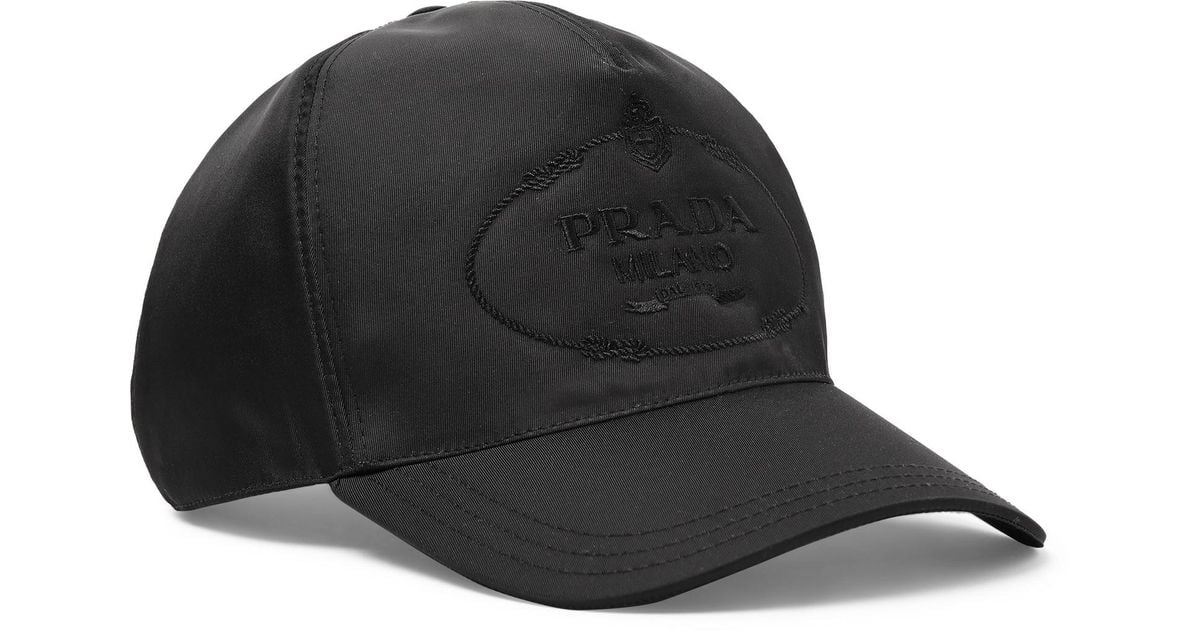 Prada Synthetic Logo-embroidered Nylon Baseball Cap in Black for 