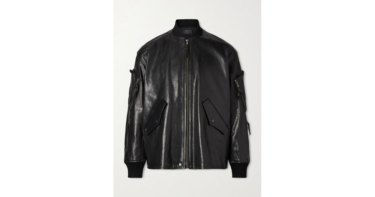 Beumer Jacket Beams Plus Leather Bomber Jacket in Black for Men | Lyst UK