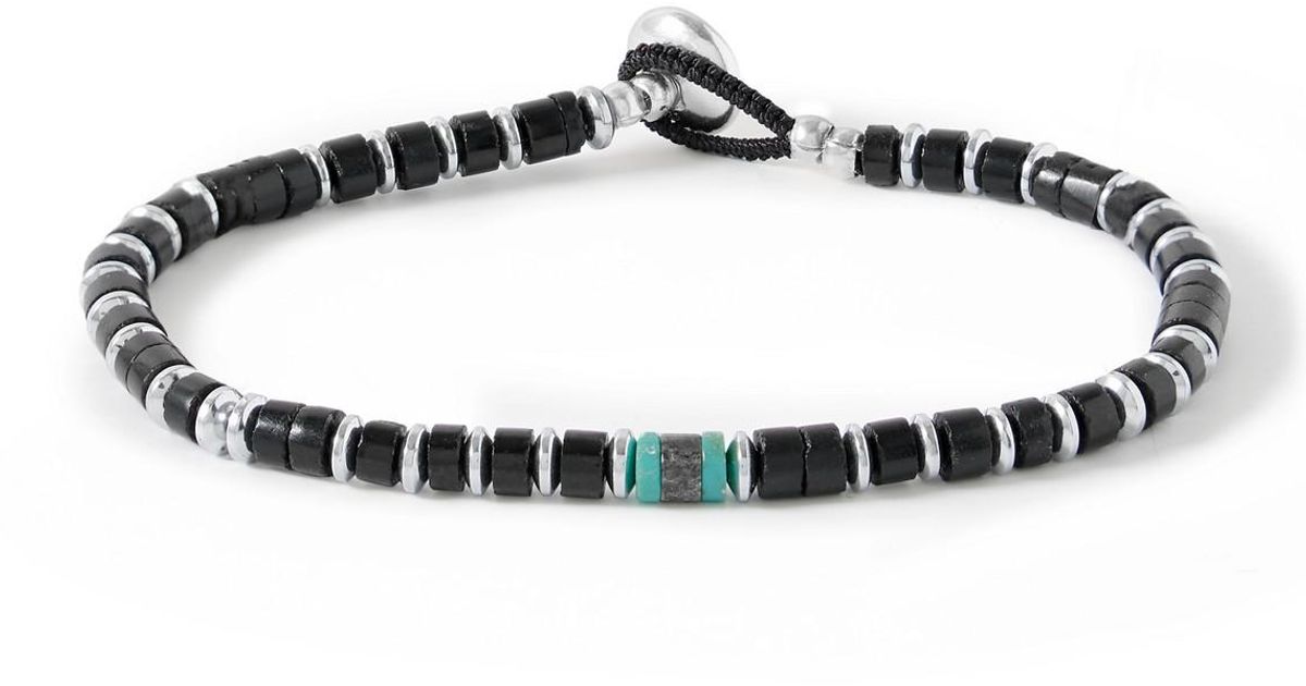 MIKIA Silver Multi-Stone Beaded Necklace for Men