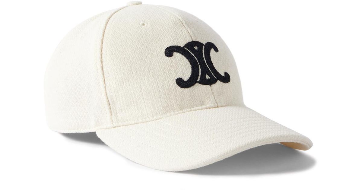 Celine White Triomphe Embroidered Baseball Cap Adjustable Hat Celine Triomphe Baseball Cap in White Cotton Gaberdine Sz L main image 2