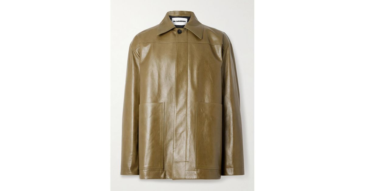 Jil Sander Oversized Leather Jacket in Green for Men | Lyst UK