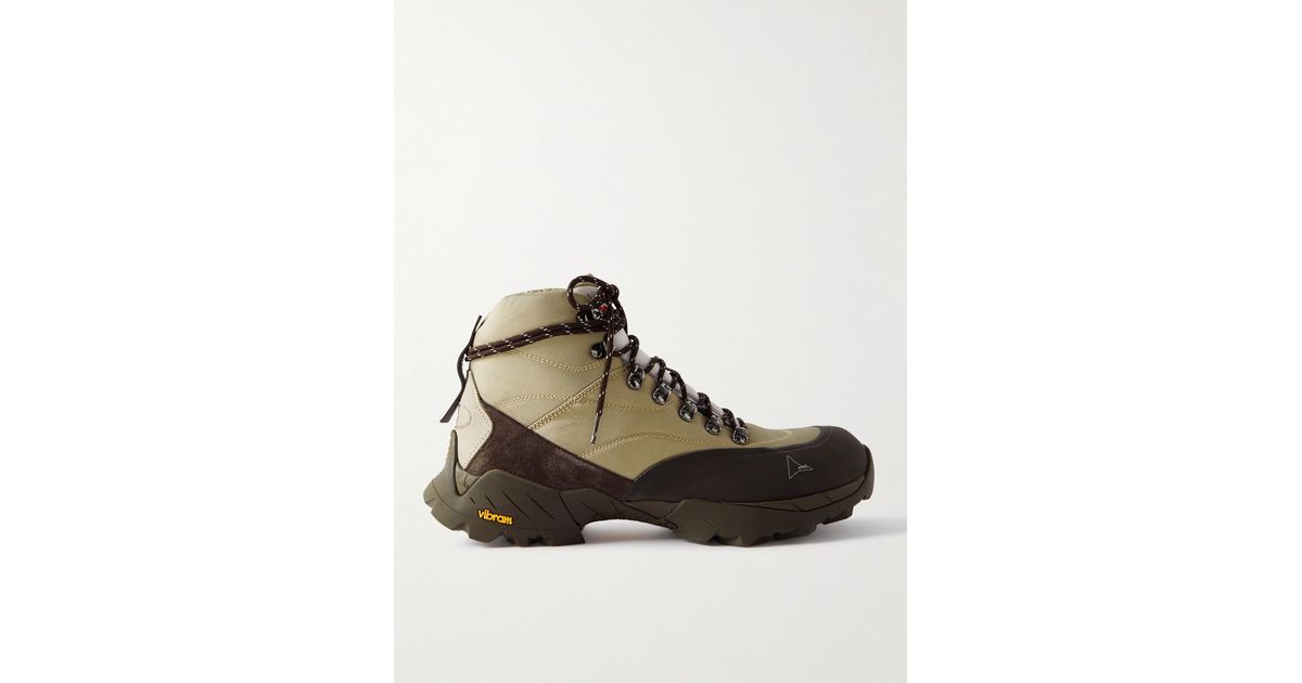 Roa Andreas Rubber And Suedetrimmed Canvas Hiking Boots in Brown for