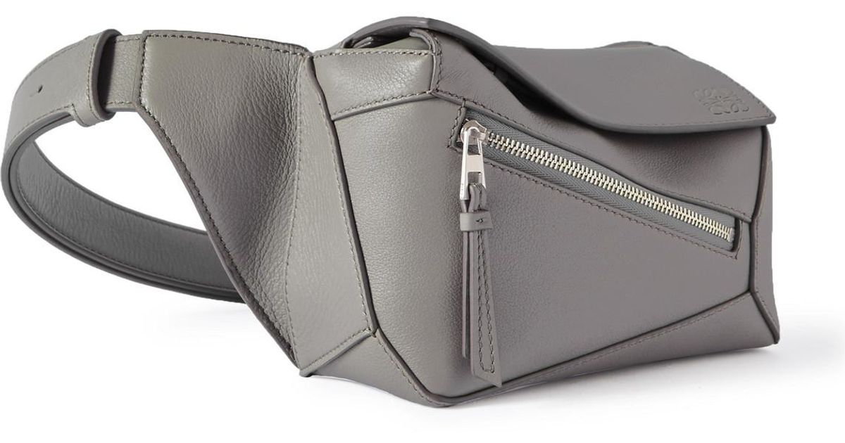 Loewe Puzzle Edge Mini Leather Belt Bag in Gray for Men | Lyst