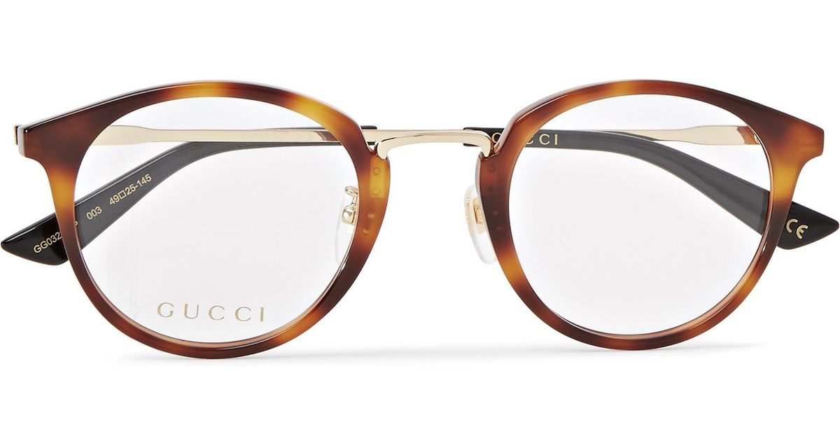 Gucci Round-frame Tortoiseshell Acetate And Gold-tone Optical Glasses in  Brown for Men | Lyst