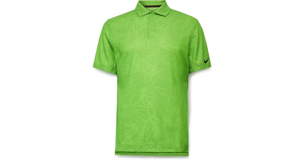 Nike Tiger Woods Floraljacquard Drifit Adv Golf Polo Shirt in Green