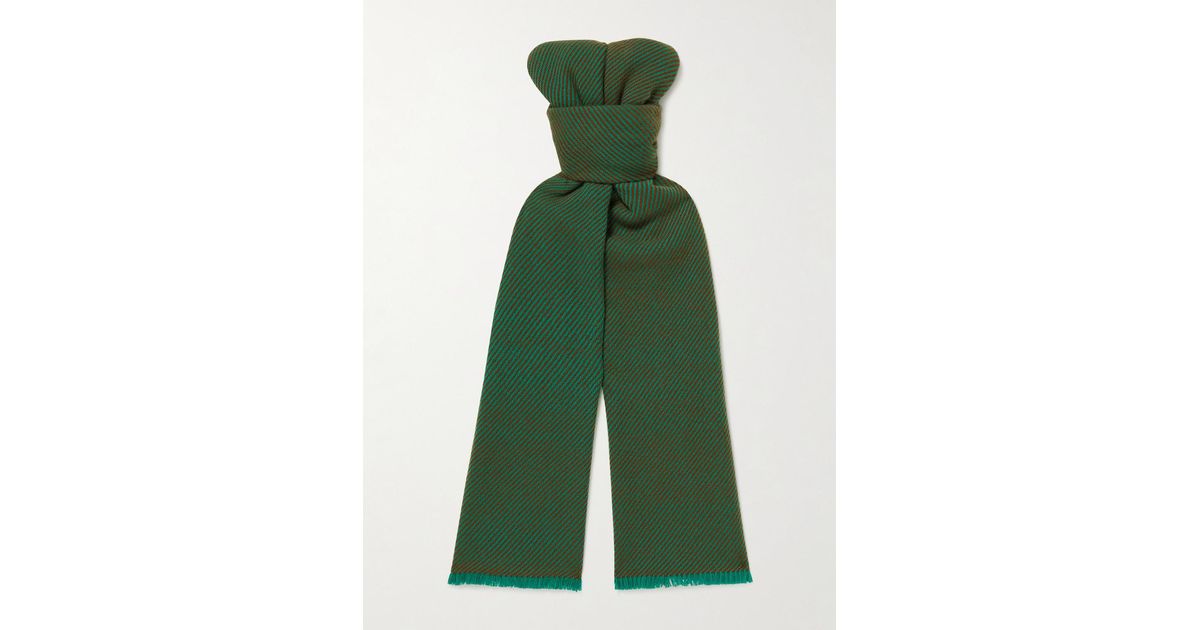 Loro Piana Herringbone Cashmere Fringed Scarf in Green for Men Lyst UK