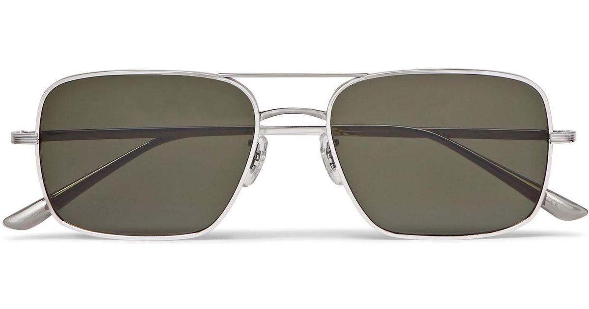 The Row Oliver Peoples Victory La Aviator-style Silver-tone Titanium  Polarised Sunglasses in Metallic for Men | Lyst